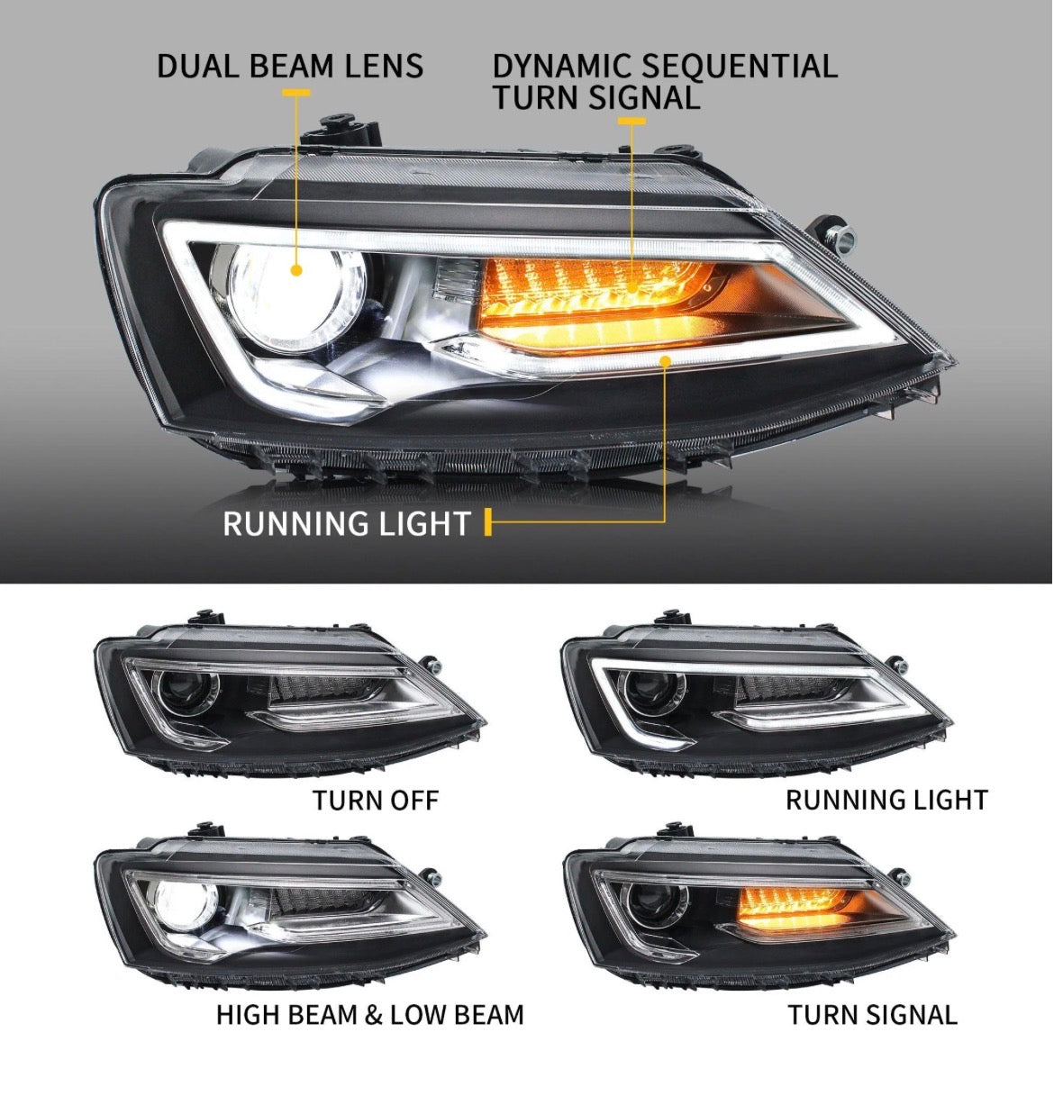 MK6 Jetta VLAND Headlights